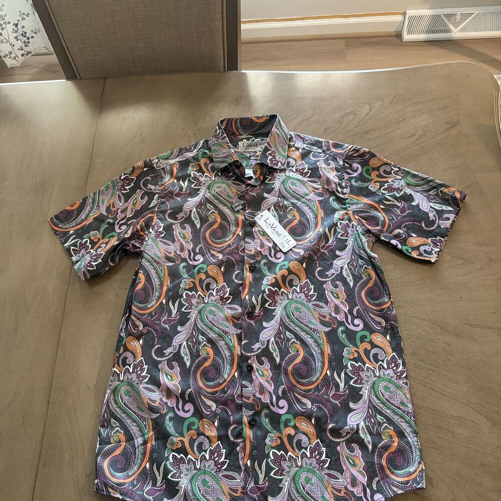 Lavane Men's Short Sleeve GOLF Paisley Print Sport Shirt